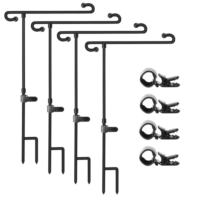 4PCS Garden Flag Holder Stand And Anti-Wind Clip for Yard Flag, Festival Party