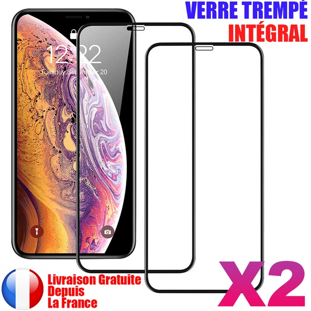 Protection écran Verre Trempé Intégral Pour IPhone 14/6/7/8 11/12/13/XR/X/XS - 3D Noir - 1 An Garantie - Neuf