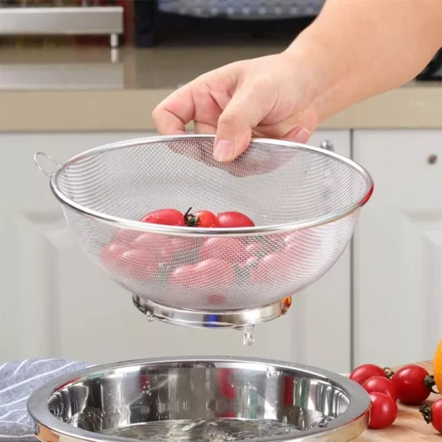 Stainless Steel Mesh Colander Frying Basket Fruit Sink Colander  Cooking Tools