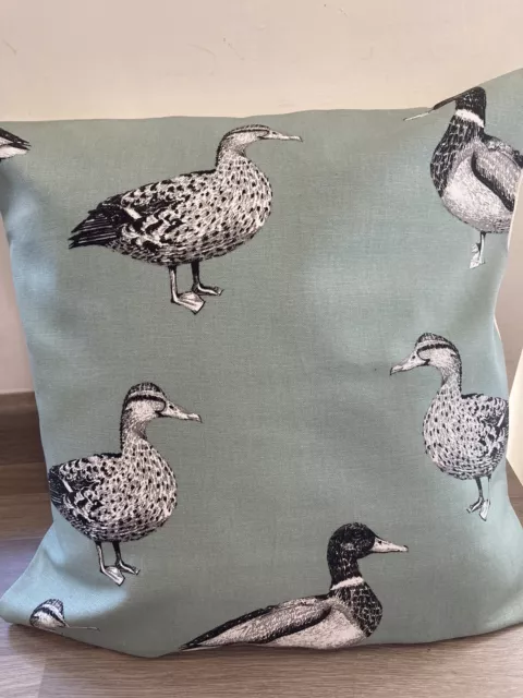 16" Square Sage Green Cushion Cover with Ducks