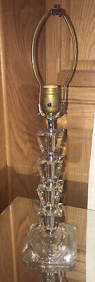 Vintage Art Deco Style Clear Glass Geometric Lamp 21.75” tall