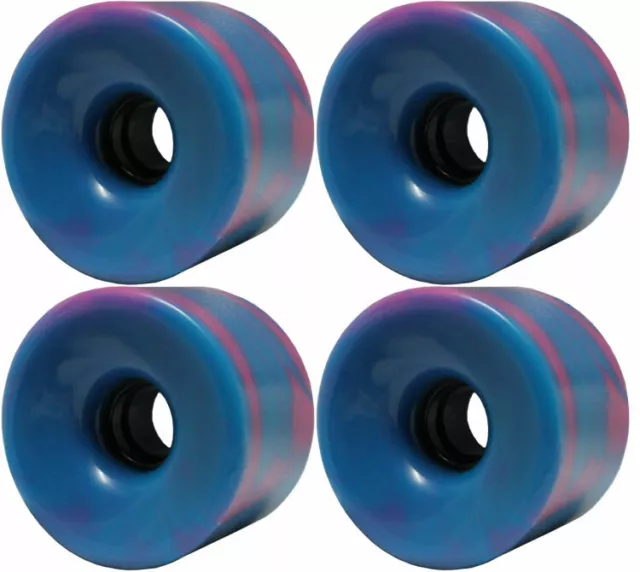 Pro Longboard Cruiser Skateboard Wheels 76mm Swirl Blue/Purple +Abec 9 Bearings