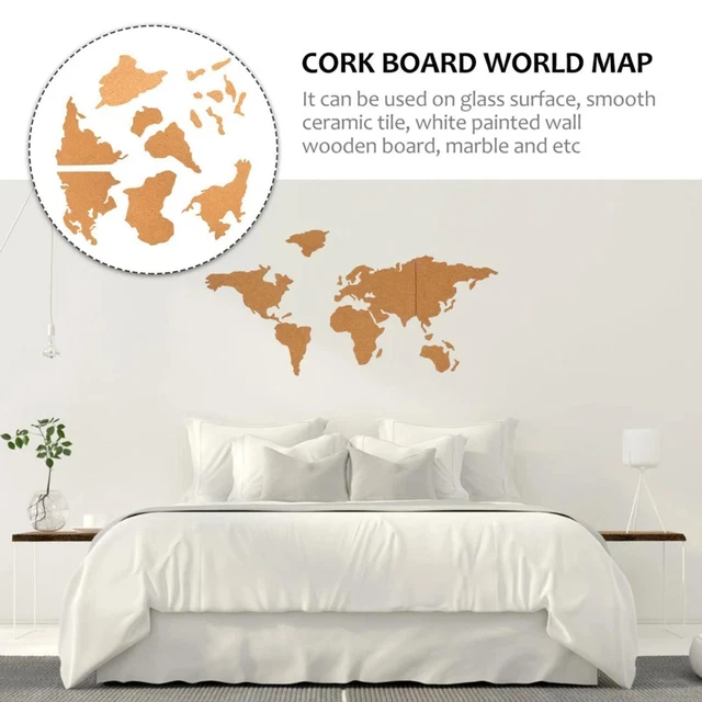 NATURAL WOODEN CORK World Map World Wall Map Cork Home Kitchen Office