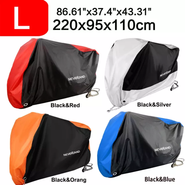 L Waterproof Motorcycle Scooter Cover Outdoor Rain UV Protector 220 x 95 x 110cm