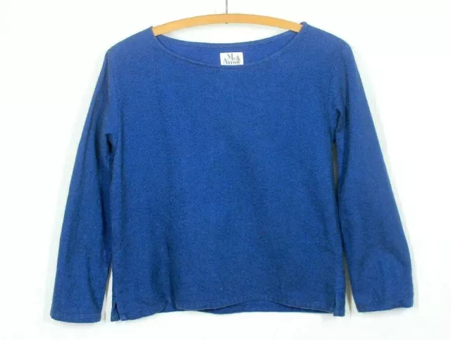 Me & Arrow Flannel Shirt S 100% Cotton Dark Blue Heather Made in LA USA NWOT