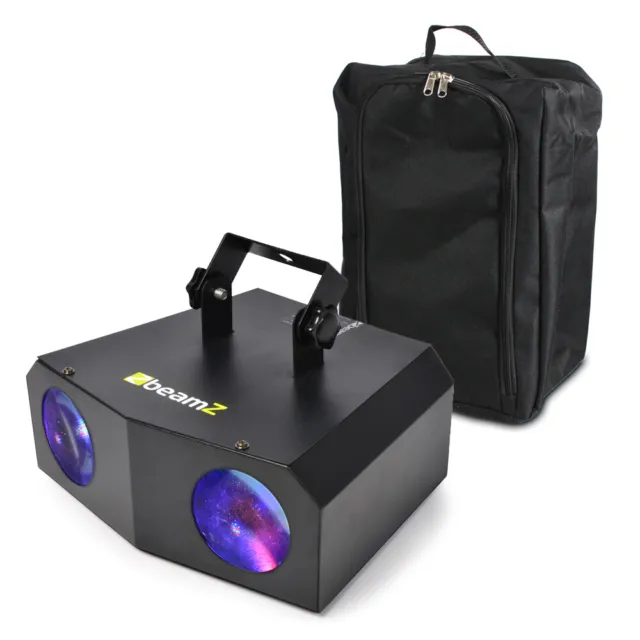 Double Moonflower Effect LED Colour DJ Disco Light & Gearsak Accessory Carry Bag