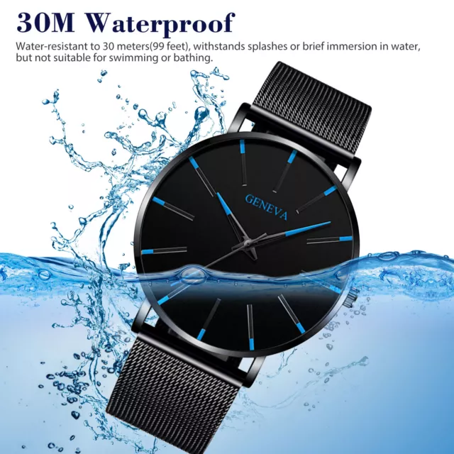 Business Stainless Steel Quartz Analog Waterproof Luxury Men's Ultra Thin Watch 3