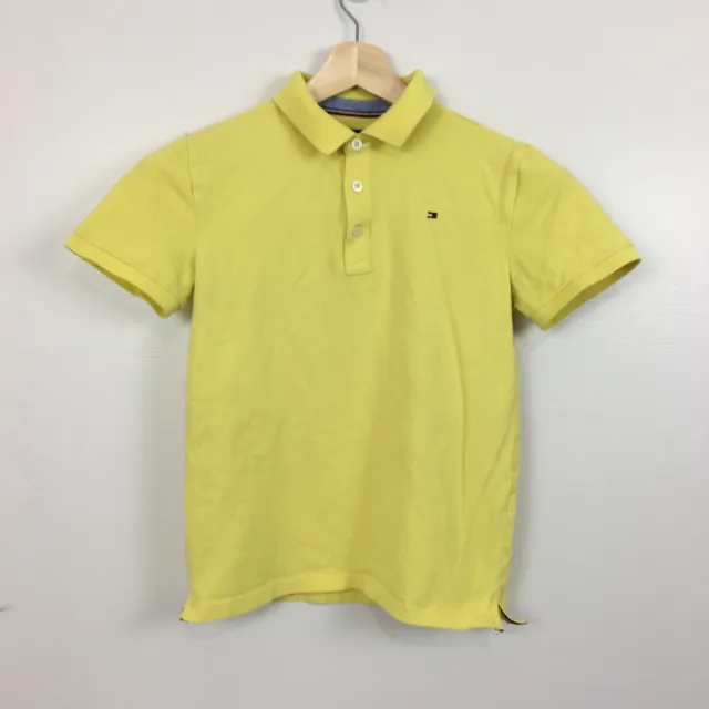 Tommy Hilfiger Kids Boys Polo Shirt Size 7 - 8 Years Yellow Logo Collared Rugby