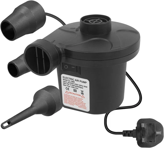 Infactory Pompa D'Aria Elettrica Ricaricabile USB – 200 L/min, 3 Adattatori Per Gonfiare E Sgonfiare Materassini, Gommoni, Piscine