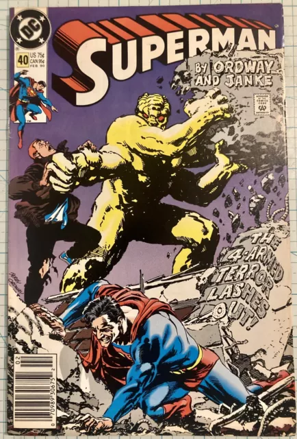 Superman #40 NM- Newsstand Jerry Ordway Cover 1990 DC Comics Copper Age