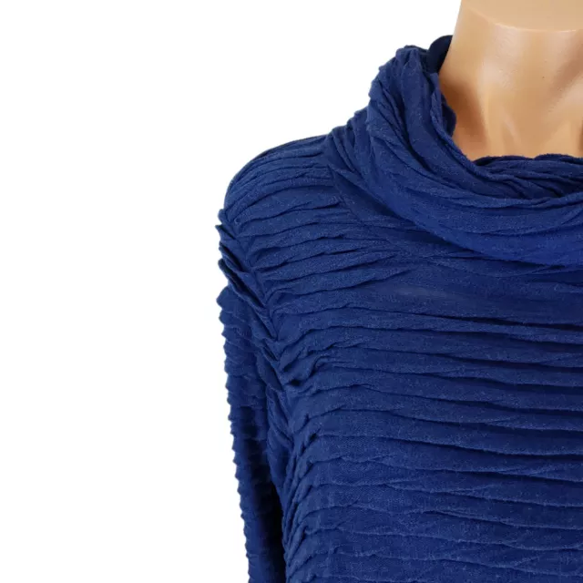 Cut Loose Large Top Shirt Womens Blue Cowl Neck Crinkle Knit Asymmetrical Tunic 3