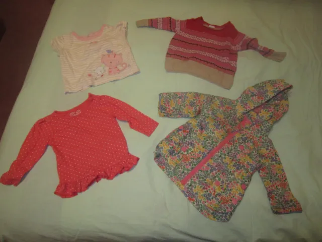 VGC Baby Girl Bundle 4 Items Waterproof Long Short Sleeves Tops Jumper 6-9 month