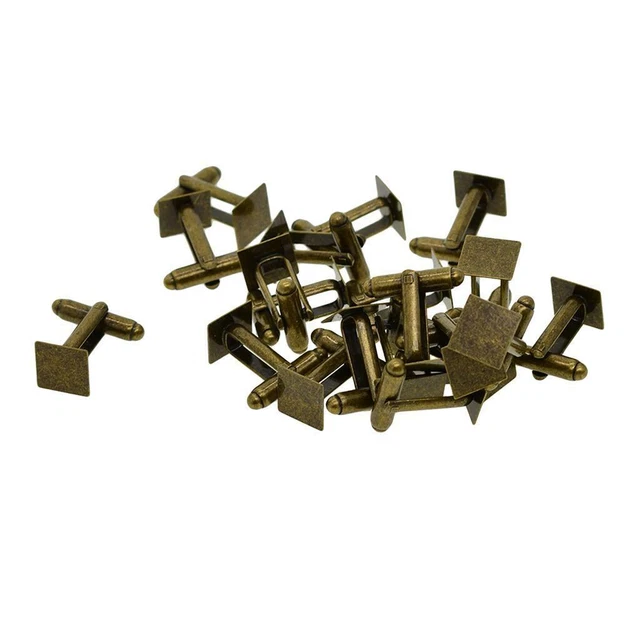 20x Bronze Manschettenknöpfe quadratisch flaches Pad 10 mm Cabochon Einstellungen Fundstücke
