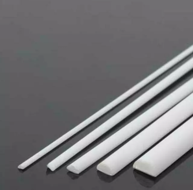 ABS Styrene Plastic Half Round Bar Rod Dia. 1~5mm 250mm Long