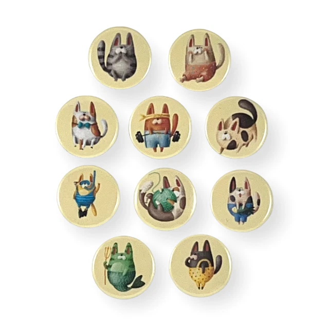 Set of 10 Cute Cats Decorative 1 Inch Magnets for Fridge, Kitchen, Whiteboard