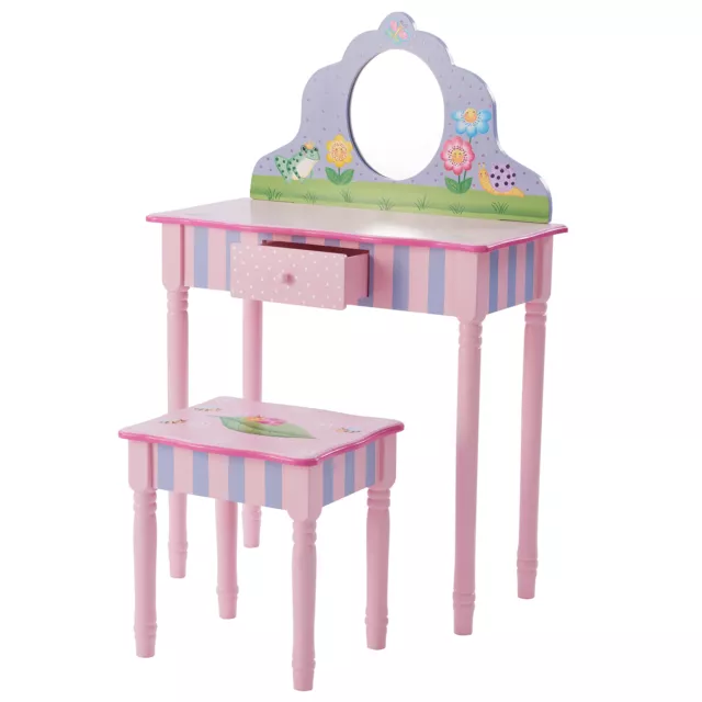 Fantasy Fields Childrens Play Wooden Vanity Table, Stool Set & Mirror TD-13245A