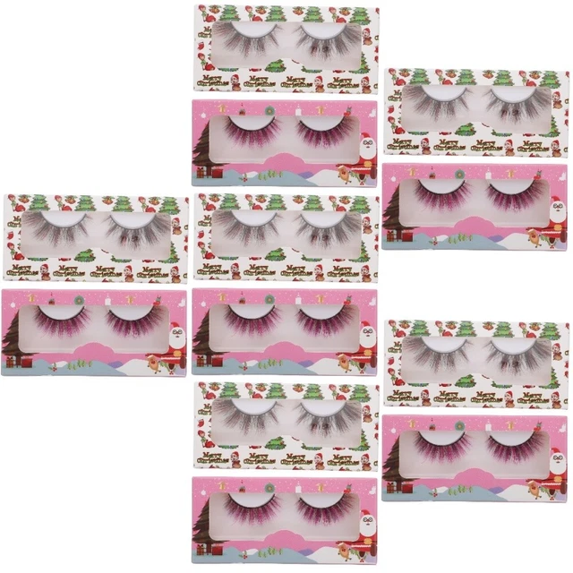 12 Pairs Faux Eyelashes Colored False Eyelashes Natural False Lashes Christmas
