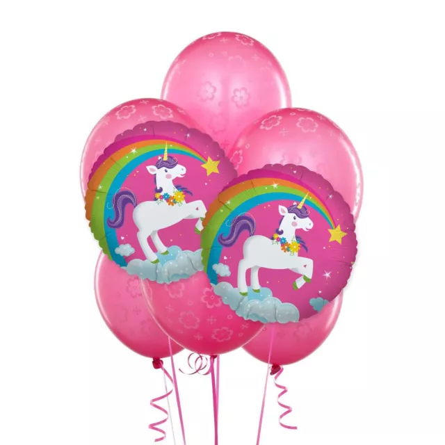 Unicorn 8 Piece Balloon Bouquet Kit Party Decoration Fairytale 43Cm Rainbow Pink