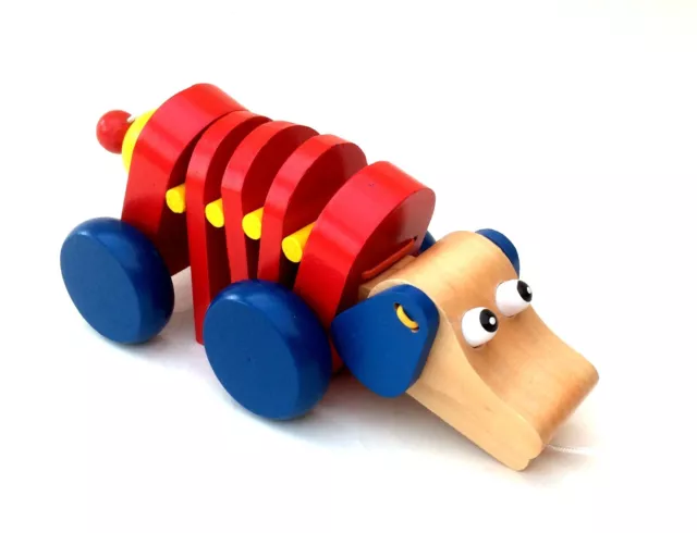 Ziehtiere Holzspielzeug Baby Kinder Taufe Geschenk Motorik Hund Rolltier Holz
