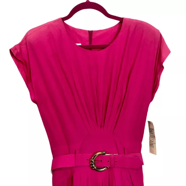 Vintage Nina Piccalino Dress Size 8 Fuchsia Pink A-Line Pleated Belted New NWT 2