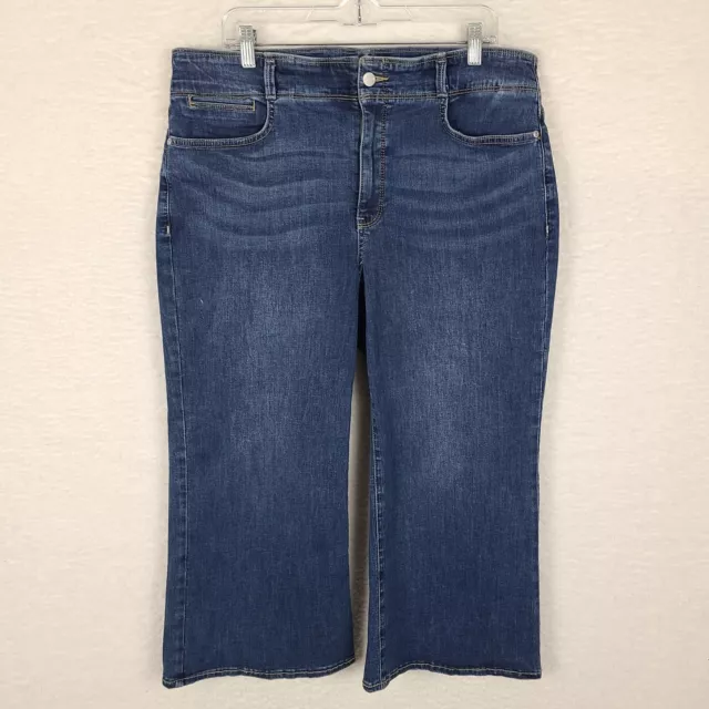 NYDJ Not Your Daughter Jeans Womens 14 Blue Dark Wash Wide Leg Crop Cool Embrace