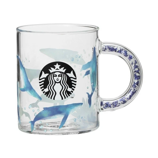 STARBUCKS Japan 2023 Becher aus hitzebeständigem Glas mit Perlengriff, Wal,...