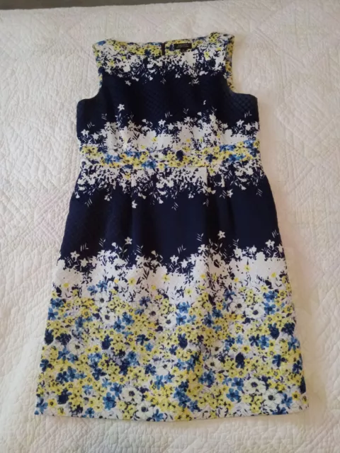 Tahari Arthur S. Levine Women's Sleeveless Blue And Floral A-Line Dress Size 14