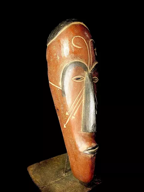 fang African mask antiques tribal art Face vintage Wood Carved Vintage deco-5918