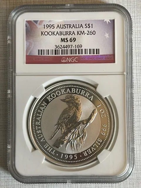 Australia 1995 Kookaburra One Dollar 1 oz Silver NGC MS69 Sku#5634