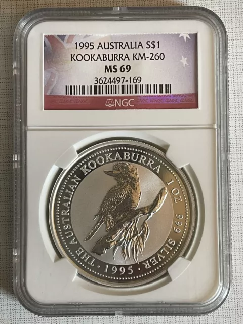 Australia 1995 Kookaburra One Dollar 1 oz Silver NGC MS69 Sku#5634 Australia 1995 Kookaburra One Dollar 1 oz Silver NGC MS69 Sku#5634