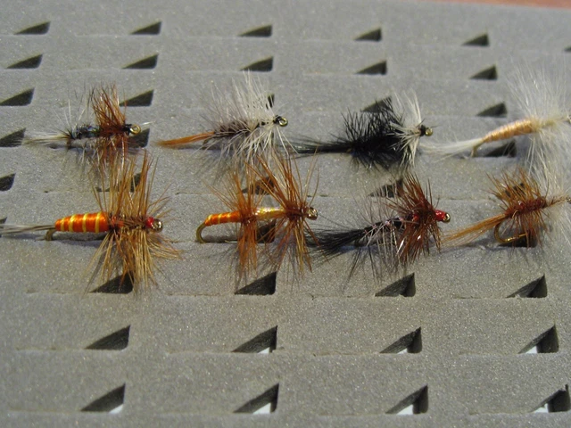 Lot De 18 Mouches Sèches Hends – Sans Mort – Tailles #16 Et #18 – Pêche à La Mouche