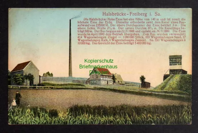 124831 AK Halsbrücke Freiberg Hohe Esse um 1915