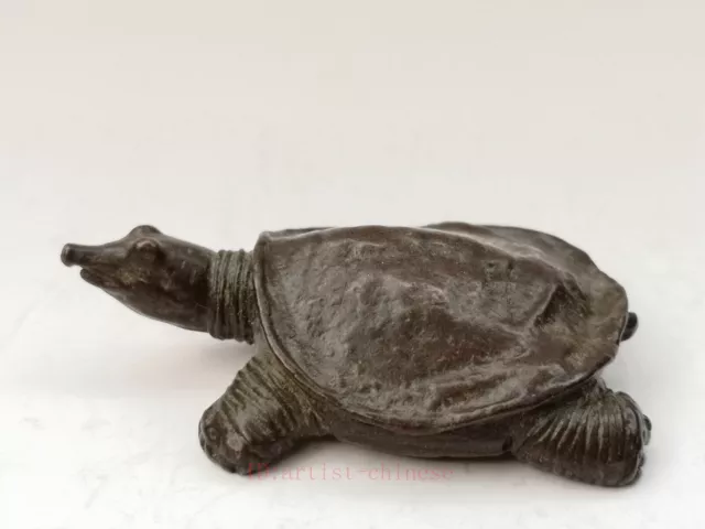 Collection Old China Bronze Carving Lovely Turtle Statue Pendant or Paperweight