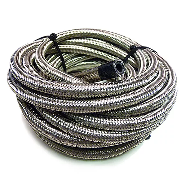 AN-20 20AN 28MM Stainless Steel Braided RUBBER Fuel Oil Hose Pipe 1/2 Metre