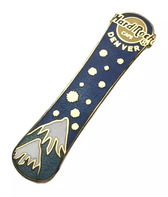 Hard Rock Cafe Denver CO Snowboard Snowflakes Mountains Classic Logo Pin 1998 B5