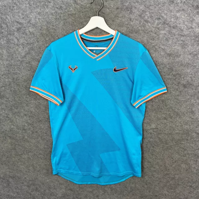 Rafael Nadal Shirt Mens Small Blue NikeCourt Aeroreact Tennis 2019 Monte Carlo