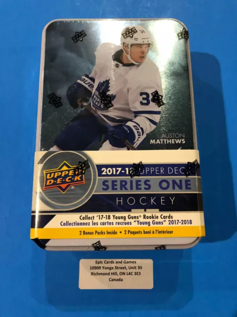 ( 2017-18 Upper Deck Series 1 ) Hockey Tin - 12 packs - Sealed New UD Young Guns