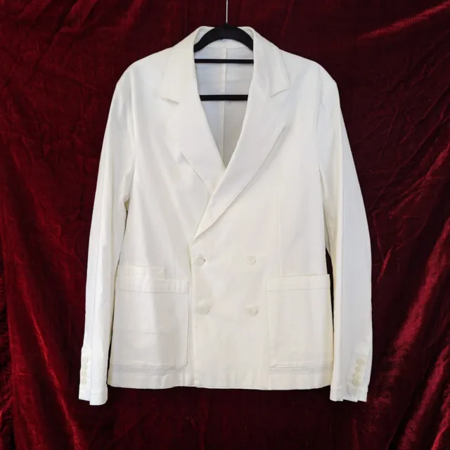 Men's ZARA White Double Breasted Blazer 40 MEDIUM jacket yacht holiday boat suit