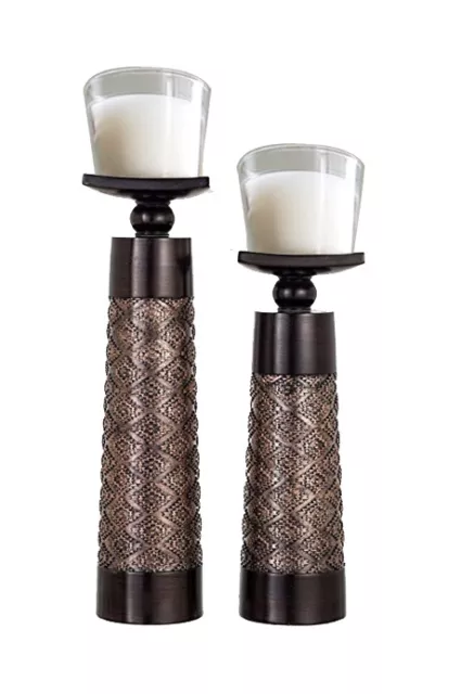 Decorative Candle Holder Set of 2 - Centre Piece Pillar Matching Candle Stands