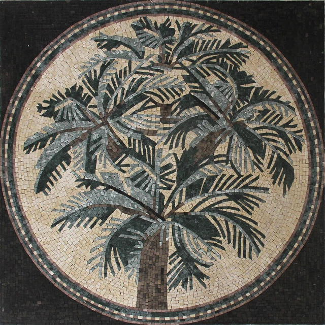 Mosaïque de marbre de décor de mur d'insertion de palmier