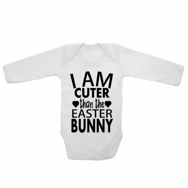 Long Sleeve Unisex Baby Vest Funny Bodysuits - I Am Cuter Than The Easter Bunny