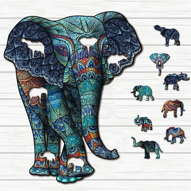 Elephant Lion Shape Jigsaw Puzzle Adults Kids Educational Birthday Toys Gifts 12