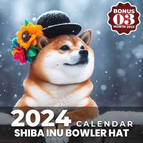 SHIBA INU BOWLER Hat Calendar 2024 Jan 2024 to Dec 2024 Bonus 3 Months
