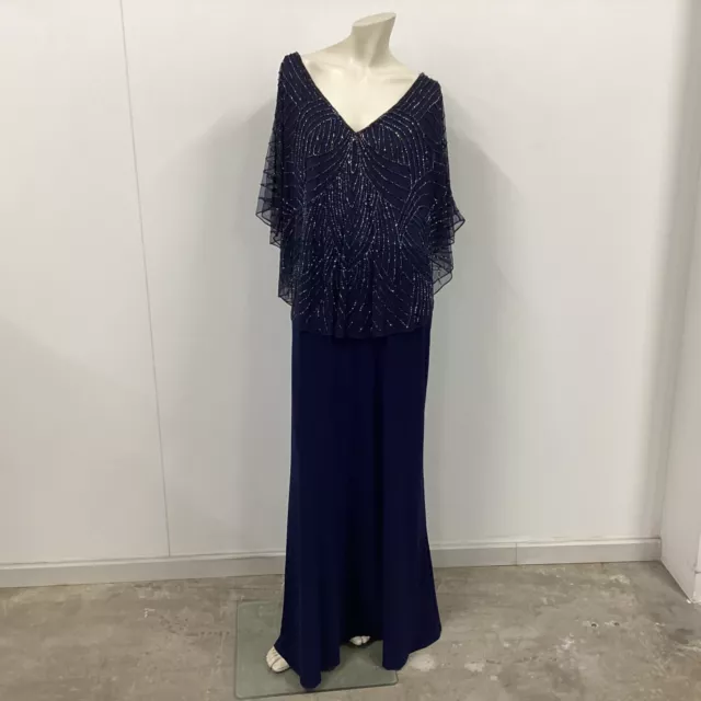 BNWT Layla Jones Beaded Evening Formal Dress Size 22 Navy Blue RRP$345(C2) W#660