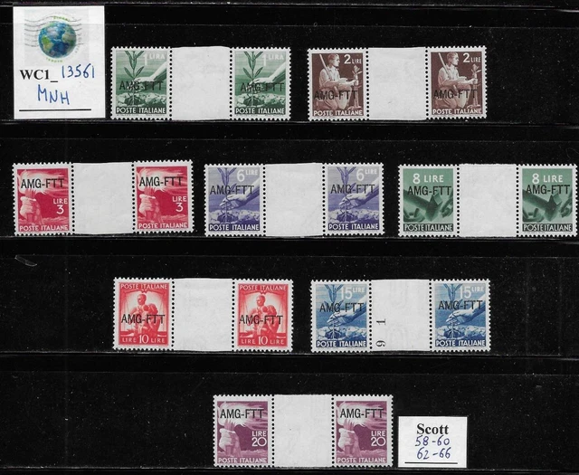 WC1_13561. ITALY: TRIESTE FTT. Gutter pairs of 1947 DEMOCRATICA Scott 58-66. MNH