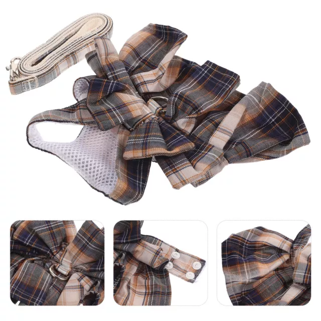 Rabbit Leash Dog Classic Plaid Dress Winter Pet Clothes for Small Bow Tie 3