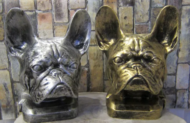 Büste französische Bulldogge 37cm großer Kopf Figur Skulptur Hund Deko Hundekopf