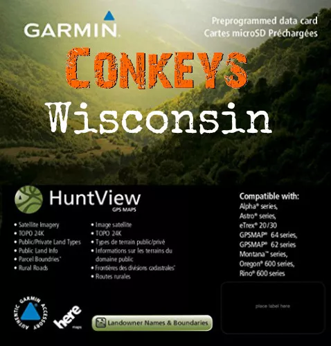 Garmin Wisconsin HuntView State Birdseye Maps / 24K TOPO Hunt view