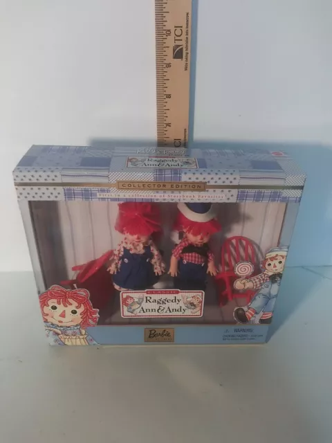 Vintage 1999 Classic Raggedy Ann & Andy Dolls By Barbie Collectibles Mattel