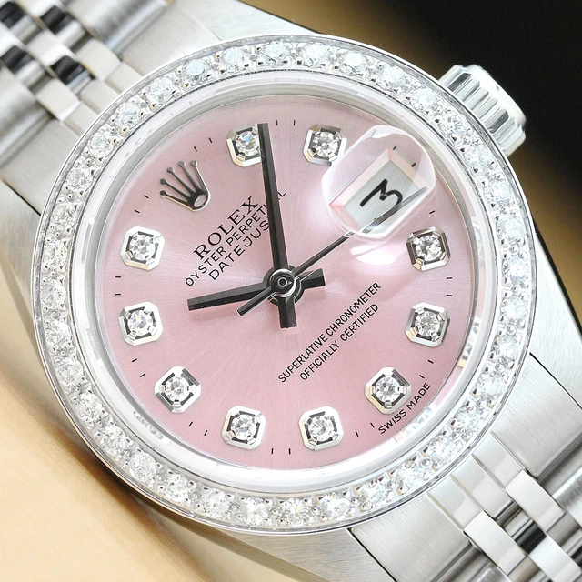 LADIES ROLEX DATEJUST Pink Diamond Dial 18K White Gold & Stainless